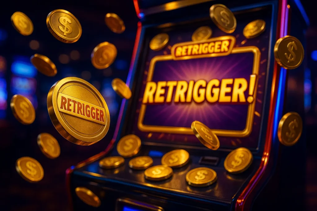 What do retrigger coins mean in slots